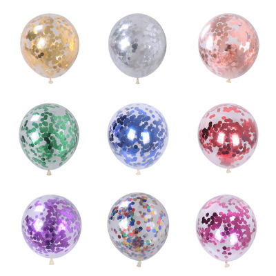 12-Inch Sequin Balloon Transparent Latex Paper Scrap Balloon Wedding Birthday Decoration Balloon Push Scan Code Small Gift