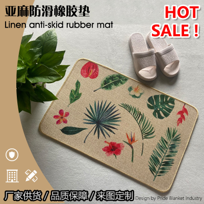 Linen Cushion Rubber mat Kitchen Doormat and Foot Mat Printed Mat Non-Slip Cartoon Absorbent Entrance Mats Bathroom Rugs