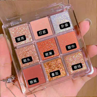 Dikalu Makeup Acrylic Eye Shadow Plate Transparent 9 Color Eye Shadow Shimmer Matte TikTok Same Style Earth Tone Eyeshadow