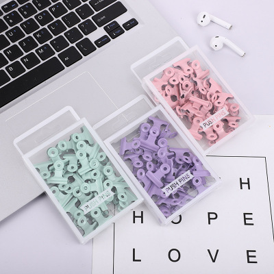 INS Style Macaron Color Clip Fresh Creative Box-Packed Binder Clip Color Key Card Rubber Band for Office Use