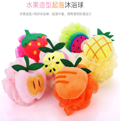 Factory Wholesale New Cartoon Fruit Sponge Modeling Loofah Cute Creative Bath Sponge Bath Towel