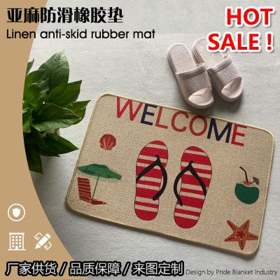 Linen Cushion Rubber Mat Kitchen Doormat and Foot Mat Printed Mat Non-Slip Cartoon Absorbent Entrance Mats Bathroom rugs