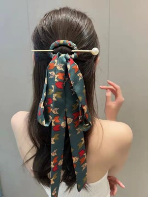 Antique Elegant Hair Band Silk Scarf Plate Hairpin Fairy Temperamental Bow Ribbon New Hairpin Factory Wholesale