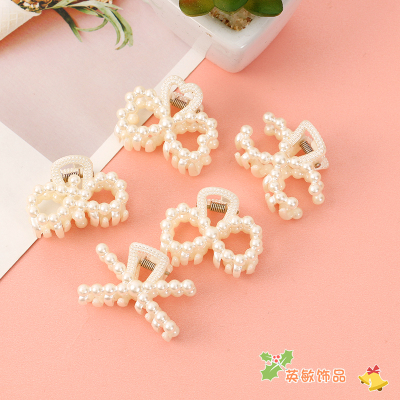 Korean Style Hollow Pearl Bowknot Flower Animal Moon Shape DIY Vintage Hair Clips Hair Accessories Headdress Daily Style