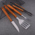 Stainless Steel Four-Piece Barbecue Tool Grill with Wooden Handle Barbecue Tools Fork Clip Barbecue Suit BBQ Strap