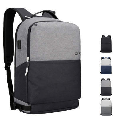 Business Gift Backpack Men's Exclusive for Cross-Border Fashion Stitching Laptop Bag Simple Advertising Promotion Backpack