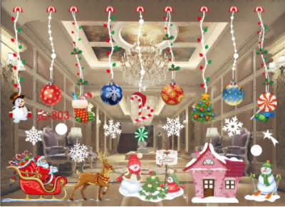 Christmas Decorations Holiday Scene Layout Window Stickers Glass Color