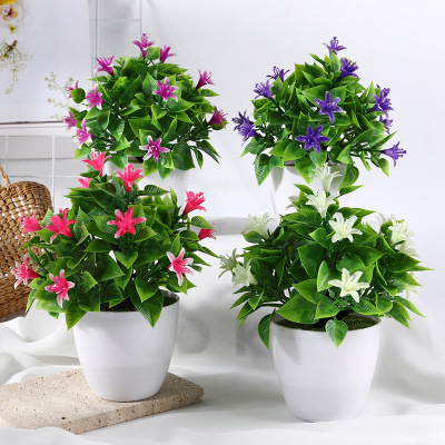 Artificial Flower Plants Green Plants Pot Living Room Home Decoration Floor Ornaments Artificial Bonsai Home Plastic Fake Flower Pot