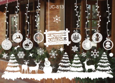 Christmas Decorations Holiday Scene Layout Window Stickers Glass Solid Color Christmas Tree