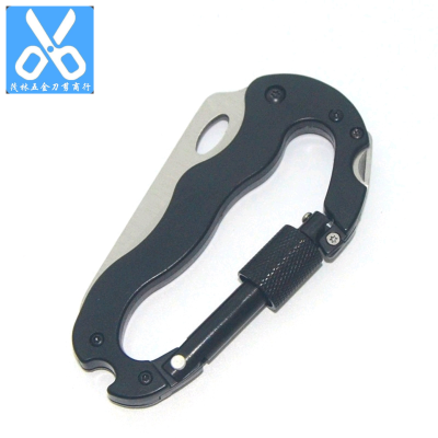 Five-in-One Outdoor Multifunctional Climbing Button Carabiner Quick Buckle Backsaw Cross and Straight Screwdriver with Knife Climbing Button Carabiner Buckle