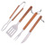 Stainless Steel Four-Piece Barbecue Tool Grill with Wooden Handle Barbecue Tools Fork Clip Barbecue Suit BBQ Strap