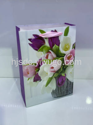 New White Card Tulip Lily Rose Light Board Shopping Bag Gift Bag Handbag