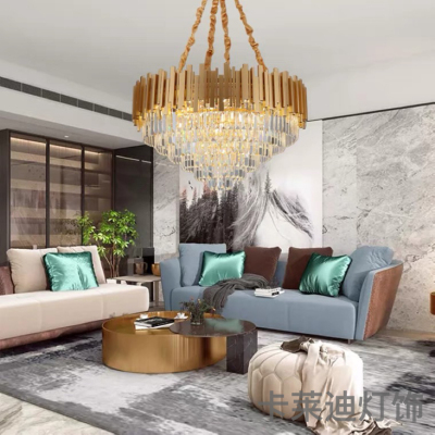 Light Luxury Crystal Living Room Chandelier Post-Modern Simple Atmosphere Dining Room Bedroom Golden, round Factory Wholesale Lamps