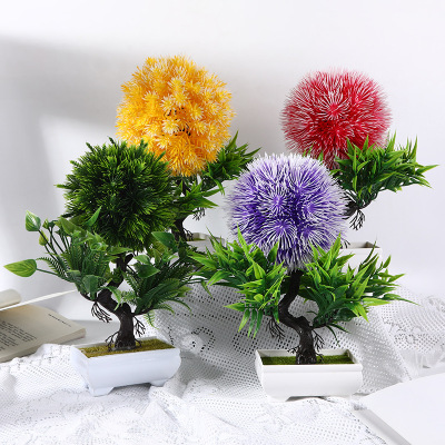 2022 New Simulation Hand Feeling Ball Flower Simulation Fake Flower Furnishings Decorative Fake Flower Potted Plant Factory Wholesale