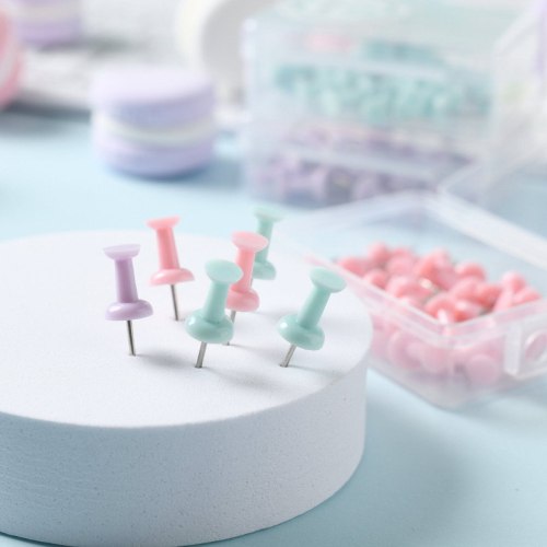 cross-border supply macaron color boxed i-shaped nails fresh creative large and small plastic pushpin office supplies