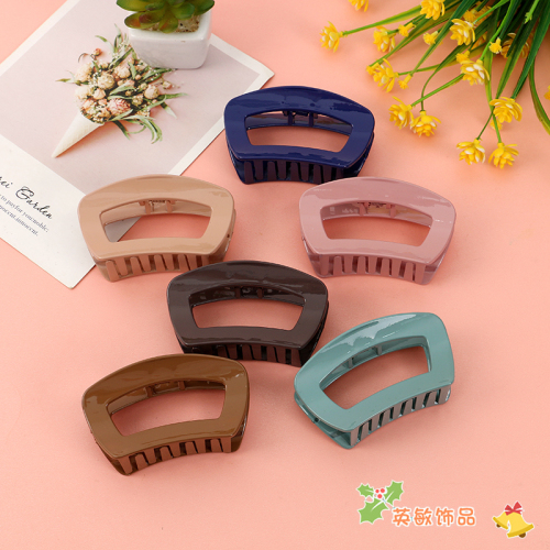 Korean Simple Bright Square Grip Temperament Back Head Updo Hair Clip Headdress Female Hairpin Shark Clip