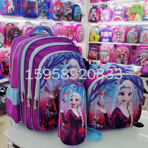 Schoolbag Backpack Children‘s Bags School Bag Cartoon Bag 3-Piece Trolley Bag Pencil Case Lunch Box Lunch Bag Bag