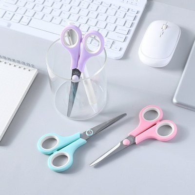 Factory Rubber and Plastic Stainless Steel Macaron Color Art Scissors Office Supplies Color Large and Small Student Stationery Scissors