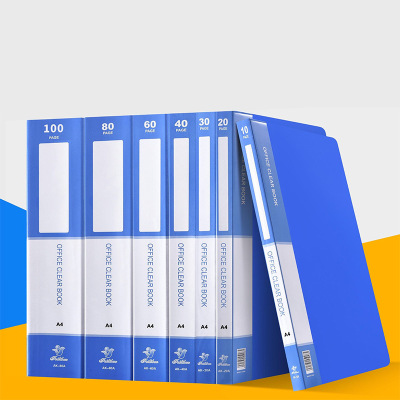 Factory Direct Supply Waterproof A4 Paper Storage Book Office Blue Folder File Transparent Insert Multi-Layer Info Booklet