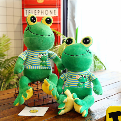 Keroppi Doll Striped Dressing Soft Frog Doll Children Doll Plush Toy