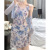 Spring New Women's French Strap Floral Dress Temperament Suit Skirt Two-Piece Set