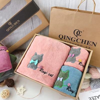 Early Morning Youjia Gift Set Candy Cat Absorbent Towels Gift Box Fashion Bath Towel Towel Gift Box Set Gift Set