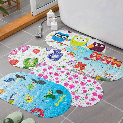 Bathroom Non-Slip Mat Cartoon PVC Pebble Hotel Bath Massage Odorless Foot Mat Anti-Silp Mat of Bathtub with Suction Cup