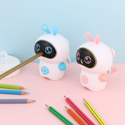 Creative Stationery Robot Hand-Cranking Pencil Sharpener Cute Cartoon Pencil Sharpener Students' Supplies Manual Rotation Penknife