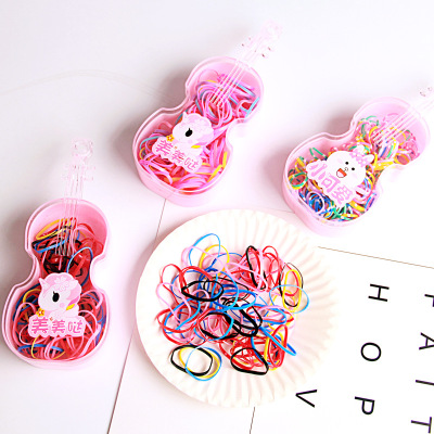 Children's Fashion Disposable Violin Packaging Rubber Band Color Baby Does Not Hurt Hair Tie Hair Ring Factory Direct Sales