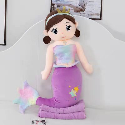 Fantasy Rainbow Princess Skirt Pillow and Blanket Plush Toy Dual-Use Cartoon Air Conditioning Blanket Gift Ragdoll