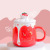 Cartoon Strawberry Ceramic with Cover Spoon Cup Home Living Room Office Good-looking Coffee Cup Cute Strawberry