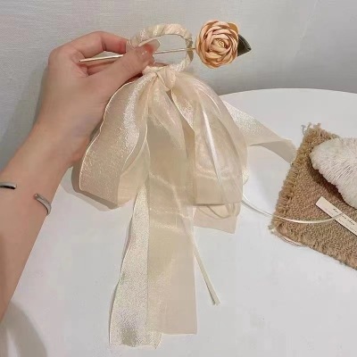 Spring New Mesh Ribbon Flower Hairpin Super Fairy Girl Ins Style Photo Hair Accessories Headdress