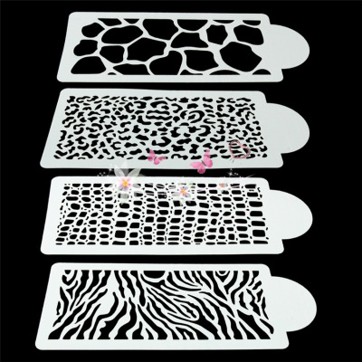 Factory Wholesale Leopard Print Cow Pattern Four-Piece Set Mold for Spraying Decoration DIY Cake Lace Decorative Printing Mold