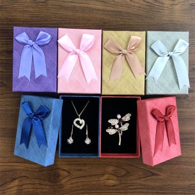 In Stock Tiandigai Earrings Box Brooch Jewelry Box Pearlescent Paper Bow Pendant Box Necklace Packaging Box