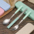 Wheat Handle Stainless Steel Tableware Student Outdoor Travel Chopsticks 3-Piece Forks and Spoons Activity Gift Portable Set