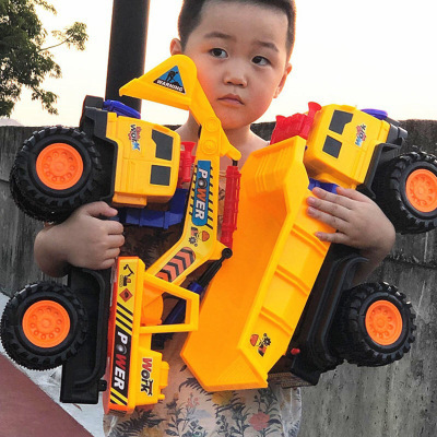 Large Children's Excavator Toy Car Inertia Engineering Car Little Boy Excavator Stall Toy Supply Wholesale
