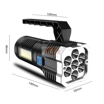 Seven-Eye Strong Light Flashlight USB Rechargeable Flashlight Portable Spotlight Long Shot Cob Flashlight