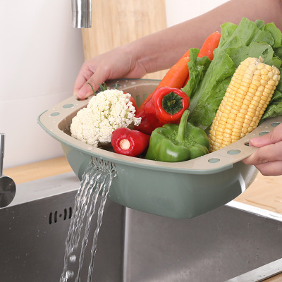 Plastic Double Layer Washing Vegetable Basket Creative Kitchen Draining Vegetable Cleaning Basket Multifunctional Living