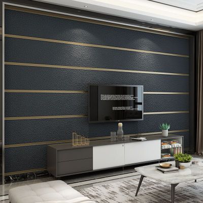 Modern Minimalist 3D Deerskin Velvet Wallpaper Plain Non-Woven Marble Striped Living Room TV Background Wallpaper