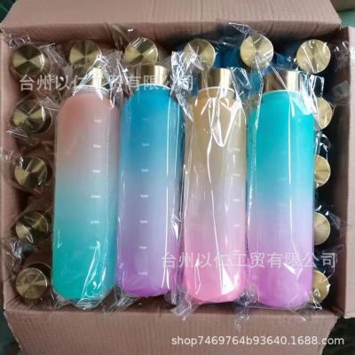 1L BPA Free Material Small Mouth Portable Water Cup Student Fashion Frosted Gradient Copper Burner Sports Plastic Cup