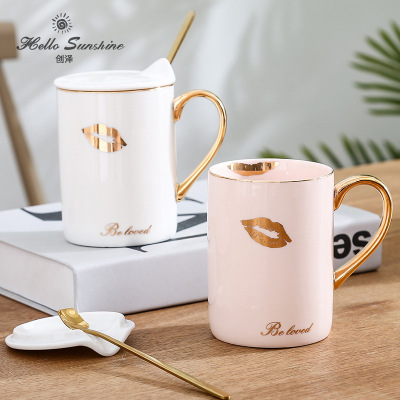 New Couple's Cups Ceramic Cup with Lid Creative Mug Office Home Custom Logo Gift Cup