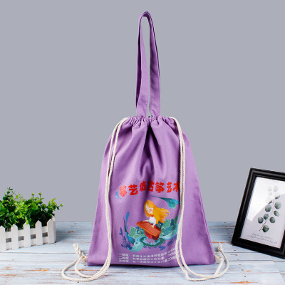 Wholesale Cotton Canvas Sack Student Tuition Cotton Backpack Customized Color Printed Canvas Backpack Customized