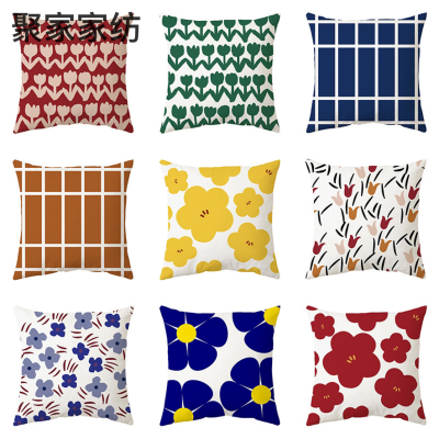 Amazon Cross-Border Morandi Geometric Pillow Cover Netherlands Velvet Bedside Cushion Velvet Sofa Cushion Waist Pillow H
