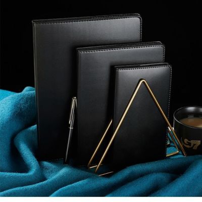 Black Business Thickening Leather Covered Notebook Notepad Pu Hard Copy College Student Diary Book Customized Logo Notebook Wholesale
