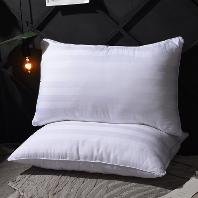 Factory Direct Sales Star Hotel Dedicated Cotton Satin Stripe High Elastic Pillow Adult Improve Sleeping Cervical Pillow Insert Wholesale