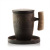 Wooden Handle Strainer Tea Brewing Cup Tea Water Separation Japanese Retro Ceramic Cup Mug with Lid with Tea Strainer