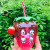 Cute Transparent Strawberry Cup Cup with Straw Children's Disposable Plastic Cup Milk Tea Fruit Cup Portable Water Cup