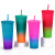 Factory Direct Supply Double Plastic Straw Cup Large Capacity Creative 710ml Durian Cup Hand Cup Portable Diamond Cup