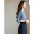 Summer New Fashion round Neck Striped Contrast Color White Loose Outer Wear Elegant Artificial Silk Chiffon Small Shirt Top