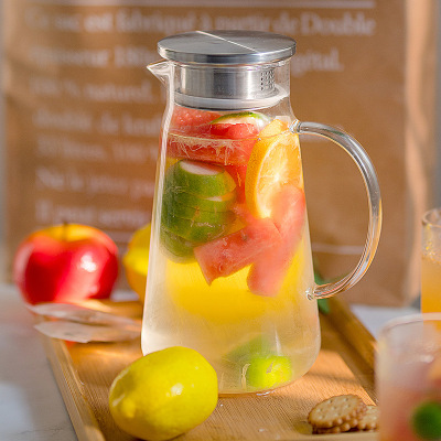 Borosilicate Glass Cold Water Bottle Heat Resistant Glass Pot Household Glass Water Pitcher Cold Dripper Juice Jug
